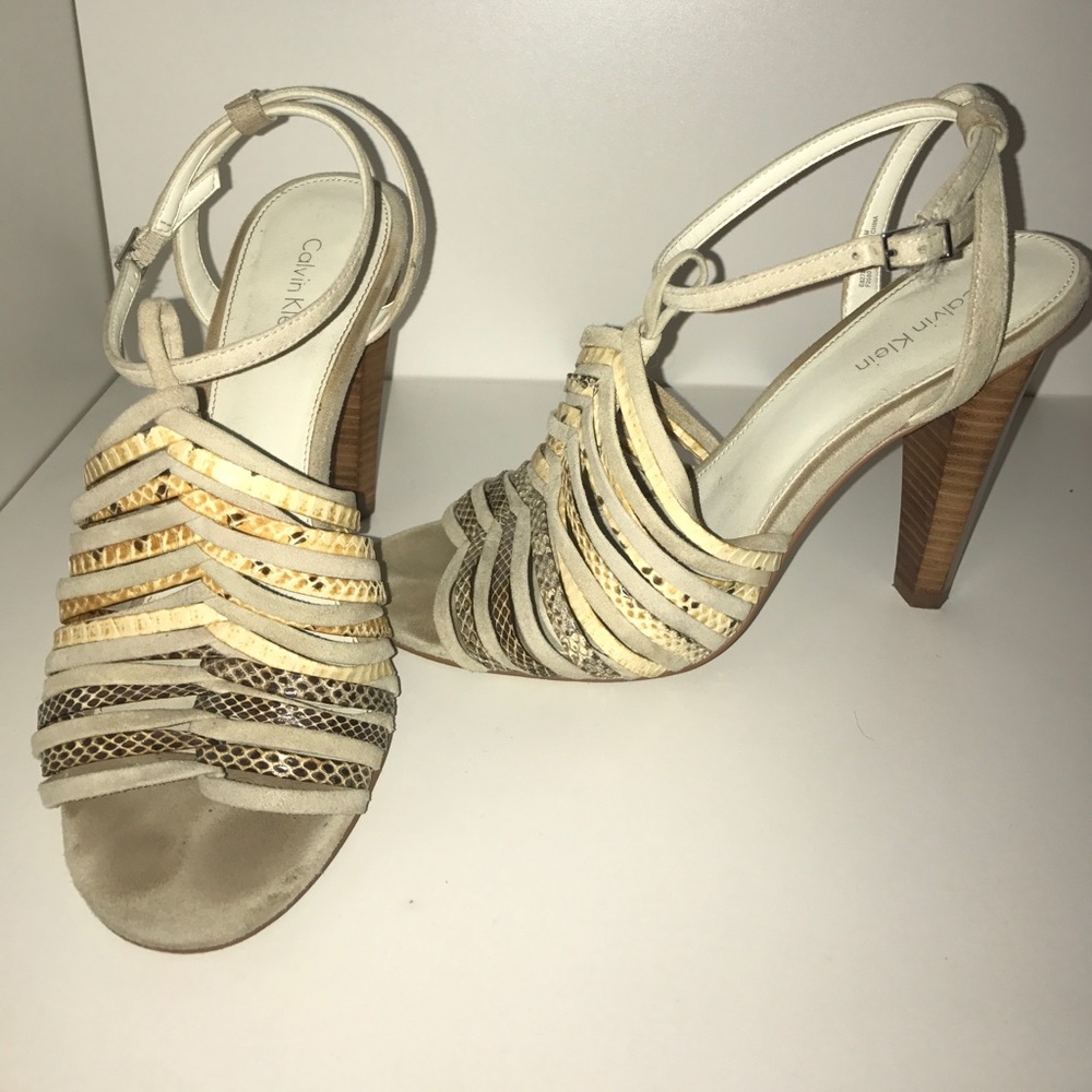 Calvin Klein Snake Skin - Strap - High Heel Pump - Sandals Size 7.5